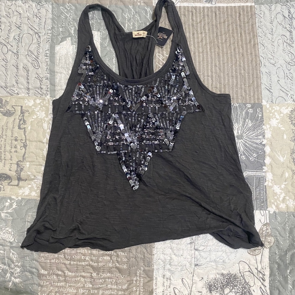 Vici Hollister Summer Women Gray Top Tank Sequin